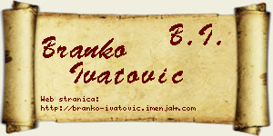Branko Ivatović vizit kartica